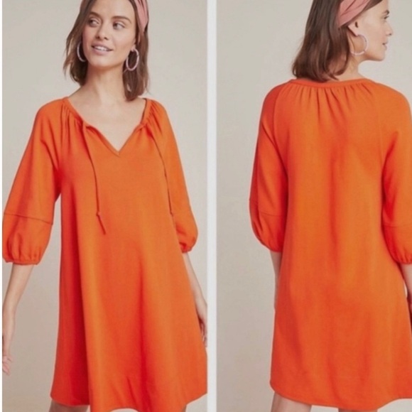 ANTHROPOLOGY ANAIS ORANGE TUNIC DRESS XS - Picture 2 of 10